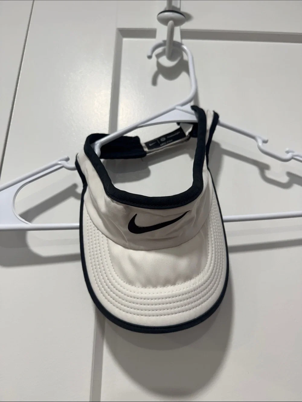 Nike Kids White Visor with Black Trim and Swoosh